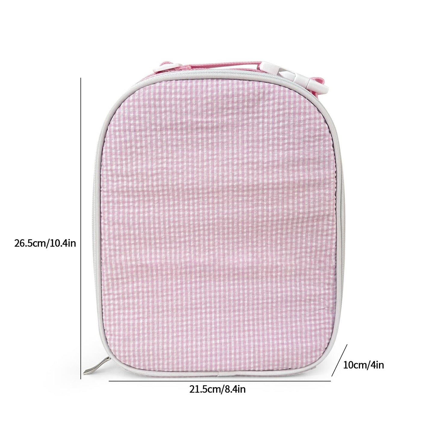 25Pcs Gingham Seersucker Cooler Bag Pink Checked Food Bag Insulated Picnic Bag