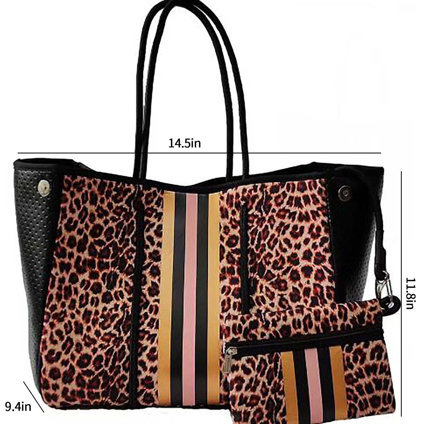 10Pcs Oversized Leopard Waterproof Pouch Clutch Neoprene Beach Tote Bag For Travel Holiday