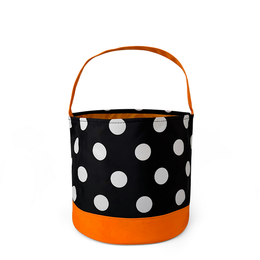 25Pcs Halloween Holiday Free Shipping Black Polka Dots Candy Bucket