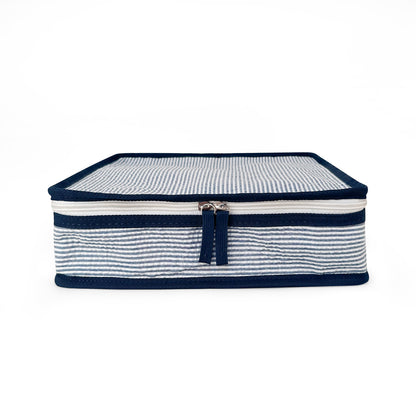 20Pcs Free Shipping 3in1 Seersucker Stacking Set Packing Cube Set Navy Striped Storage Organizer Bags Travel Overnight Luggage Bag