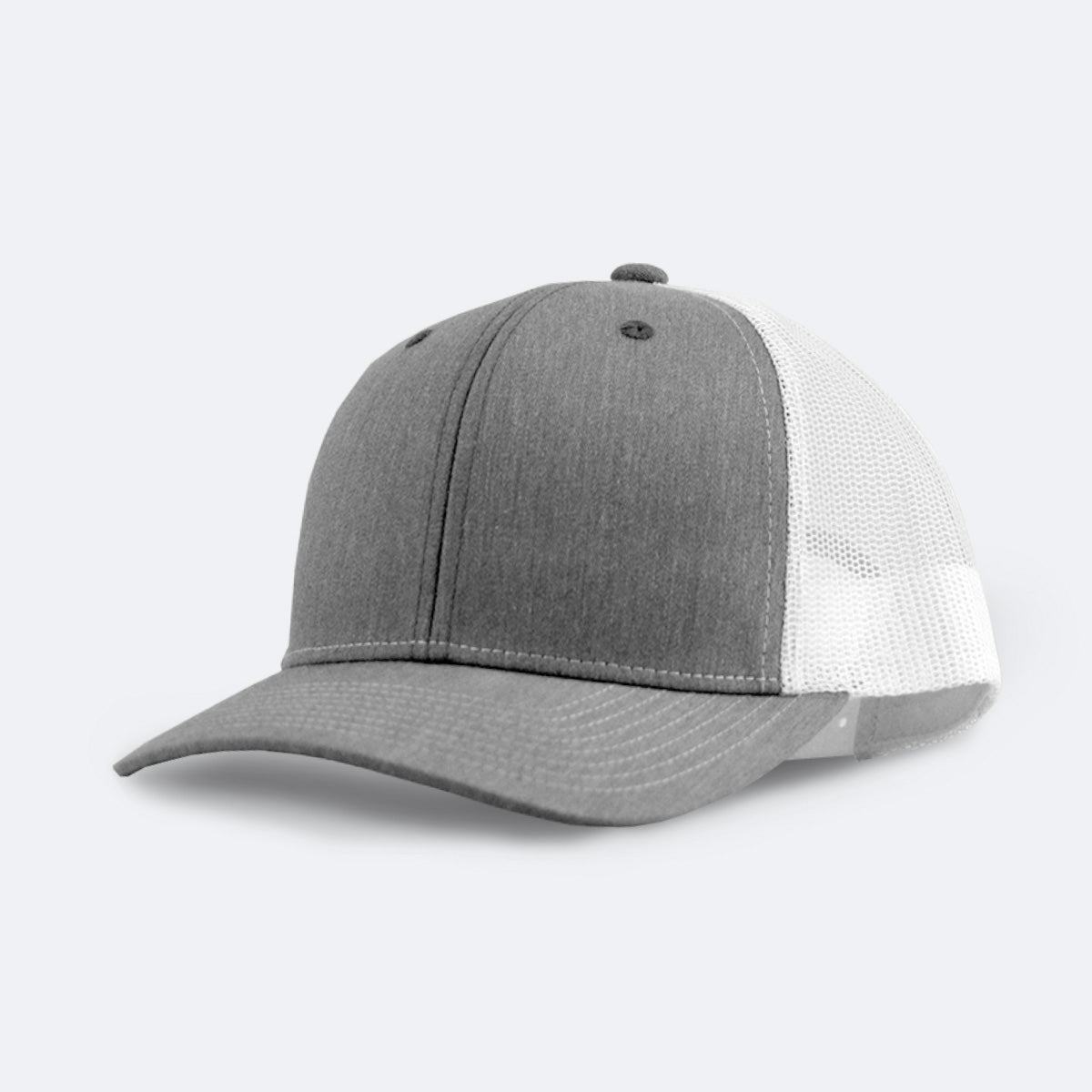 25Pcs Free Shipping 6 Panel Blanks Trucker Hats Snapback Heather Grey White Baseball Cap