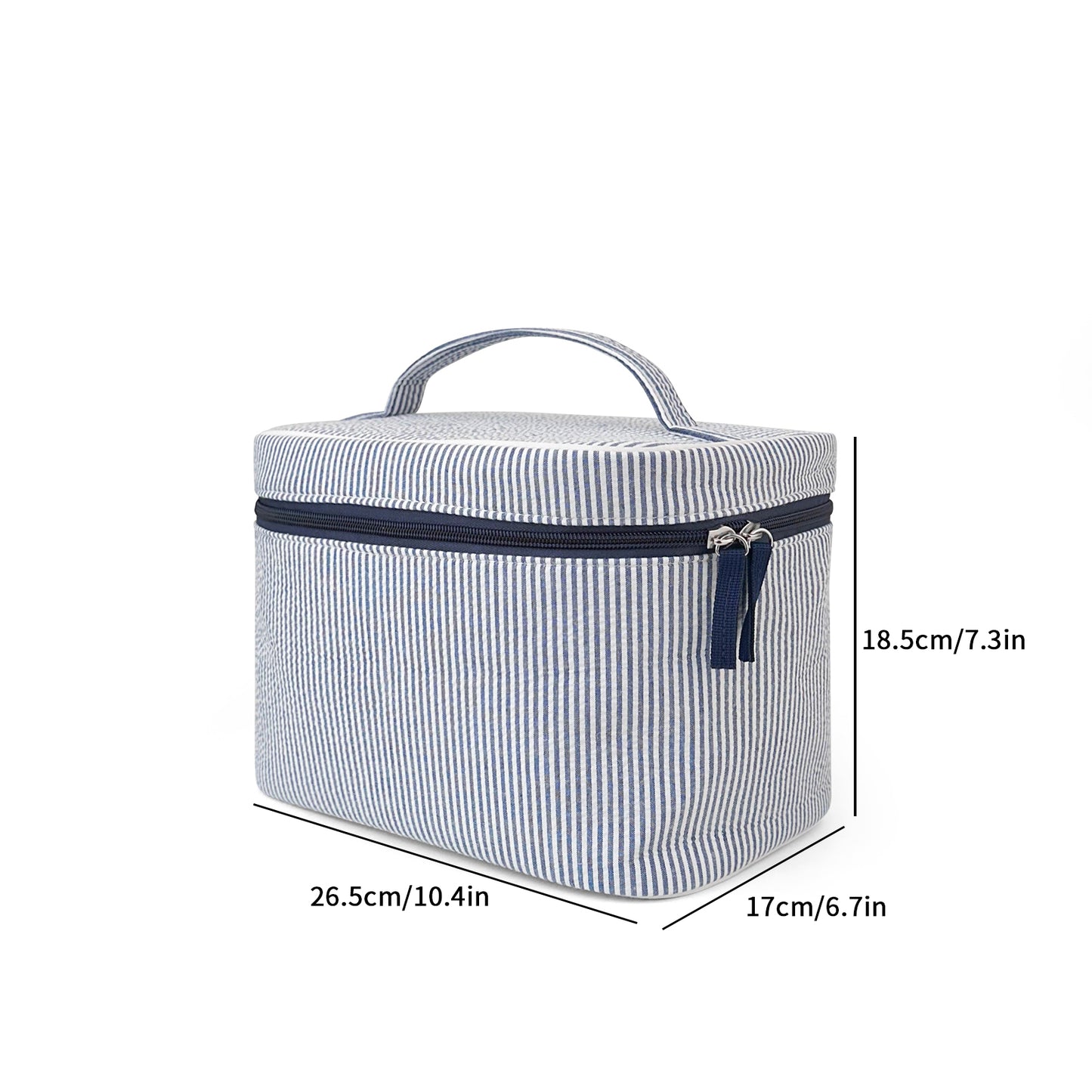 20Pcs Seersucker Handle Cosmetic Bag Bridesmaid Bags Navy Gift Organizer Bag Travel Toiletry Bag