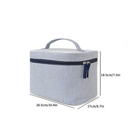 20Pcs Seersucker Handle Cosmetic Bag Bridesmaid Bags Navy Gift Organizer Bag Travel Toiletry Bag