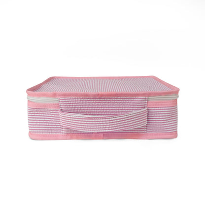 20Pcs Free Shipping 3in1 Seersucker Stacking Set Packing Cube Set Pink Striped Storage Organizer Bags Travel Overnight Luggage Bag