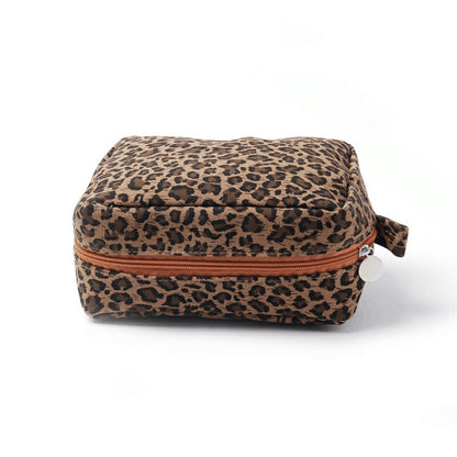 25pcs Women Leopard Cosmetic Bag Brown Cheetah Makeup Holder Handbag Canvas For Travel