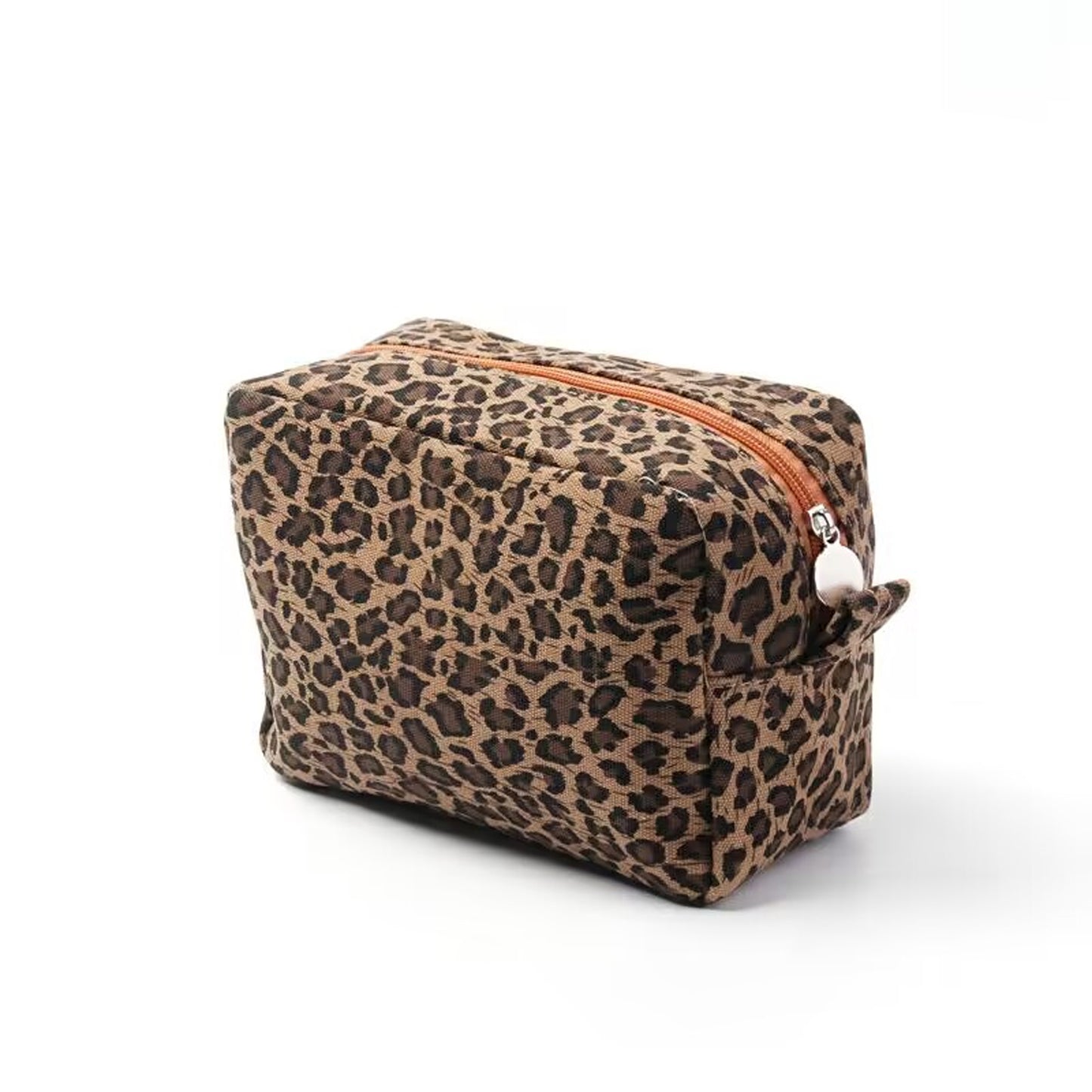 25pcs Women Leopard Cosmetic Bag Brown Cheetah Makeup Holder Handbag Canvas For Travel