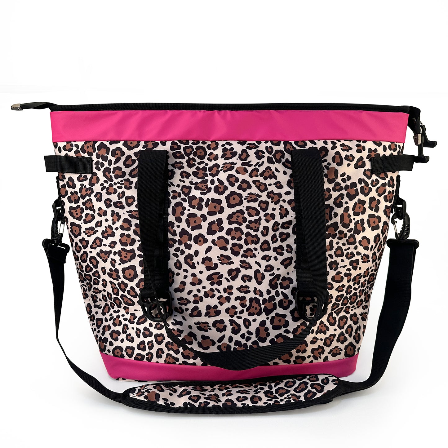 5Pcs Outdoors Food Cooler Shoulder Bags Brown Insulated Travel Leopard Wide Cooler Bag