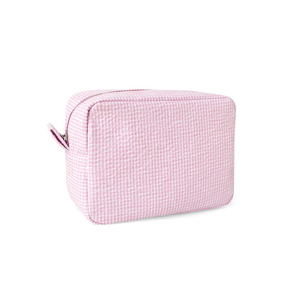 25Pcs Gingham Seersucker Cosmetic Bag Pink Sweet Check Makeup Bag