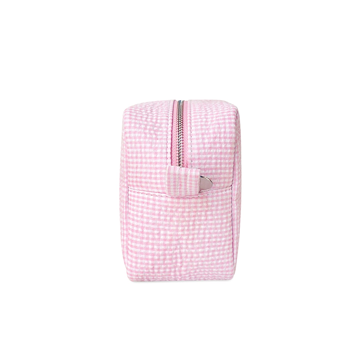 25Pcs Gingham Seersucker Cosmetic Bag Pink Sweet Check Makeup Bag