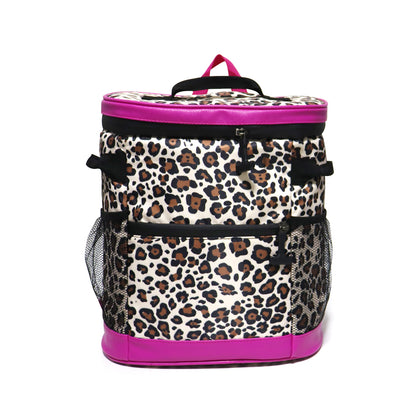 5Pcs Free Shipping Brown Leopard Cooler Backpack Insulated Lunch Box With Handle