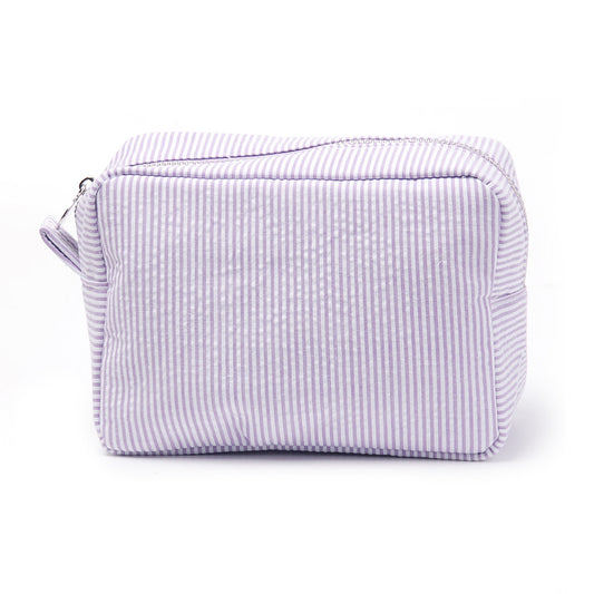 25Pcs Seersucker Cosmetic Bag Purple Cotton Rectangle Makeup Bag Travel Toiletry Bag